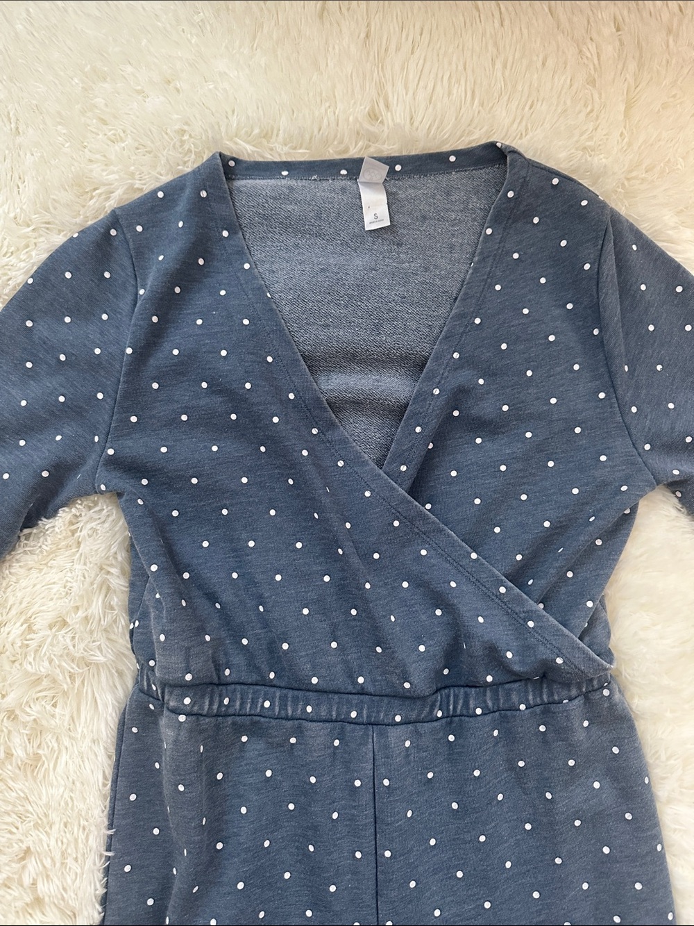 Alternative Apparel Blue Polka Dot Wrap Jumpsuit